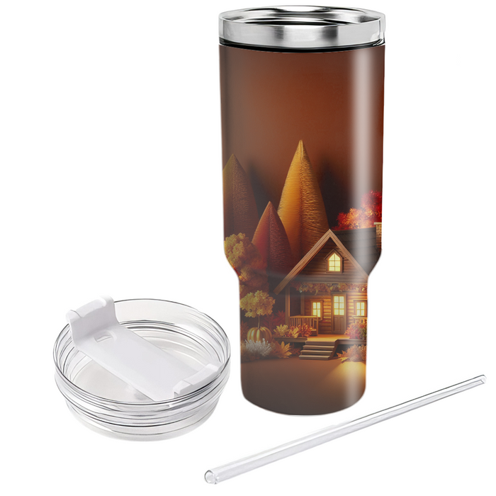 Autumn Cozy Cabin Retreat  Tumbler Cups