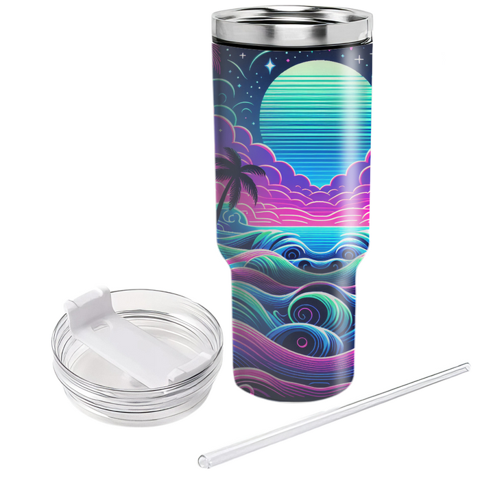 Neon Waves And Stars Custom Tumblers