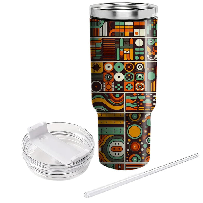 Retro Groovy Grids  Tumblers With Lids