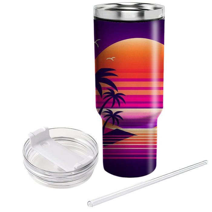 80s Synthwave Sunset  Tumblers With Lids