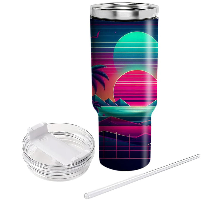 Tropical Synthwave  Tumblers With Lids