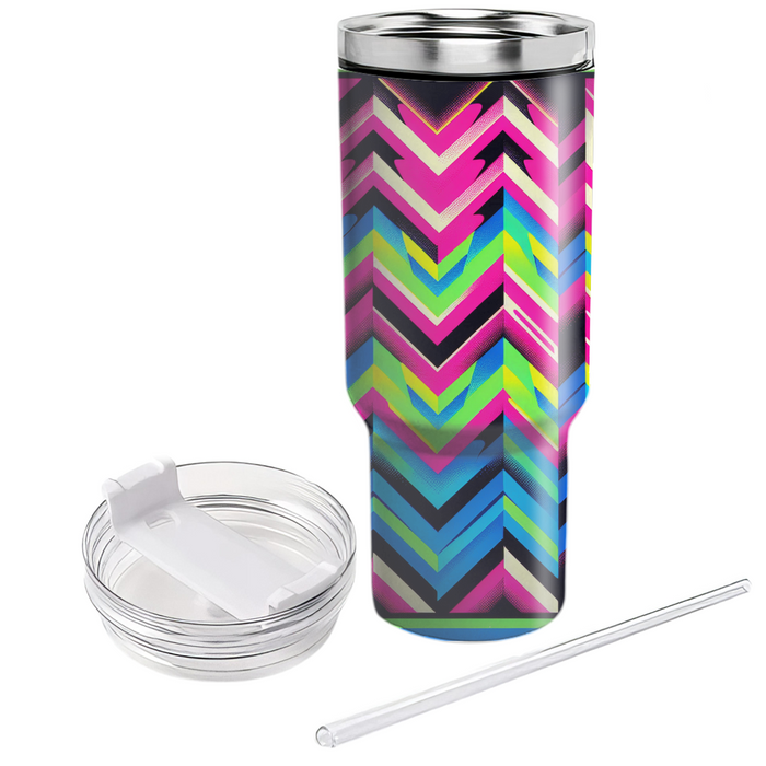 Bright 80s Neon Zigzag  Tumblers For Gifts