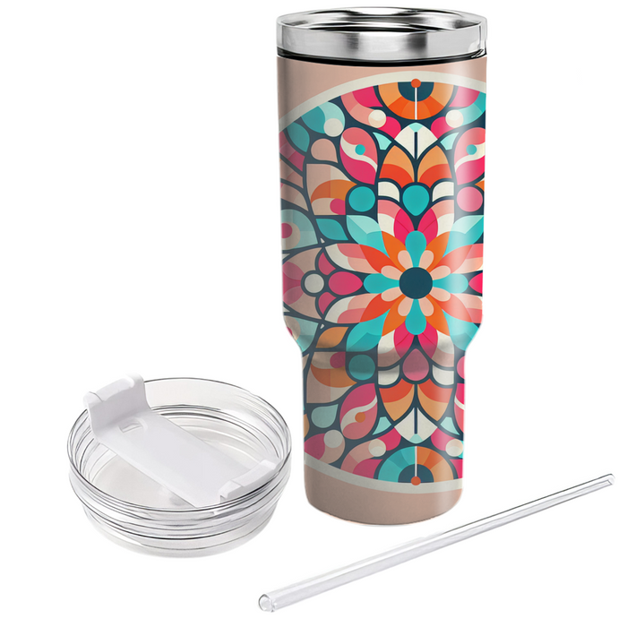 Vibrant Circular Mosaic  Unique Tumblers