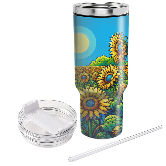 Gleaming Sunflower Garden  Tumblers With Lids