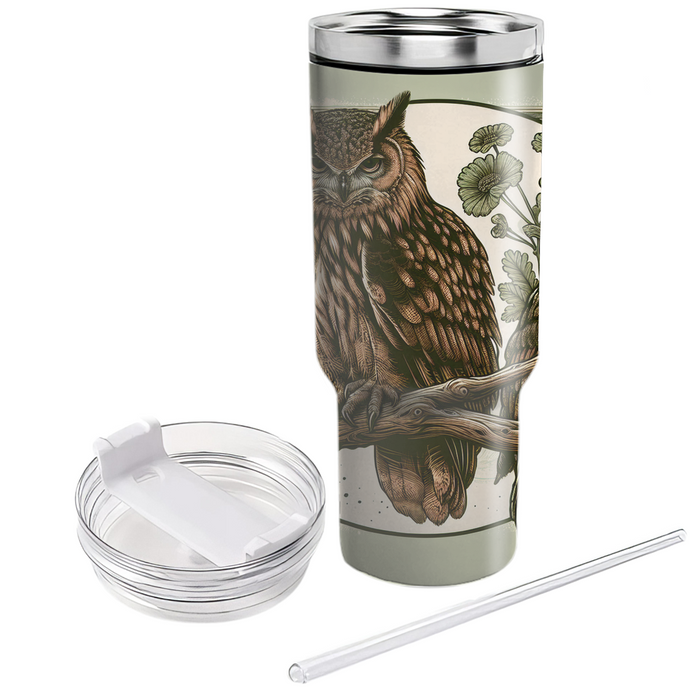 Vintage Owl Wisdom  Tumblers With Lids