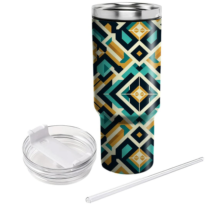 Geometric Diamond Grid  Tumblers With Lids