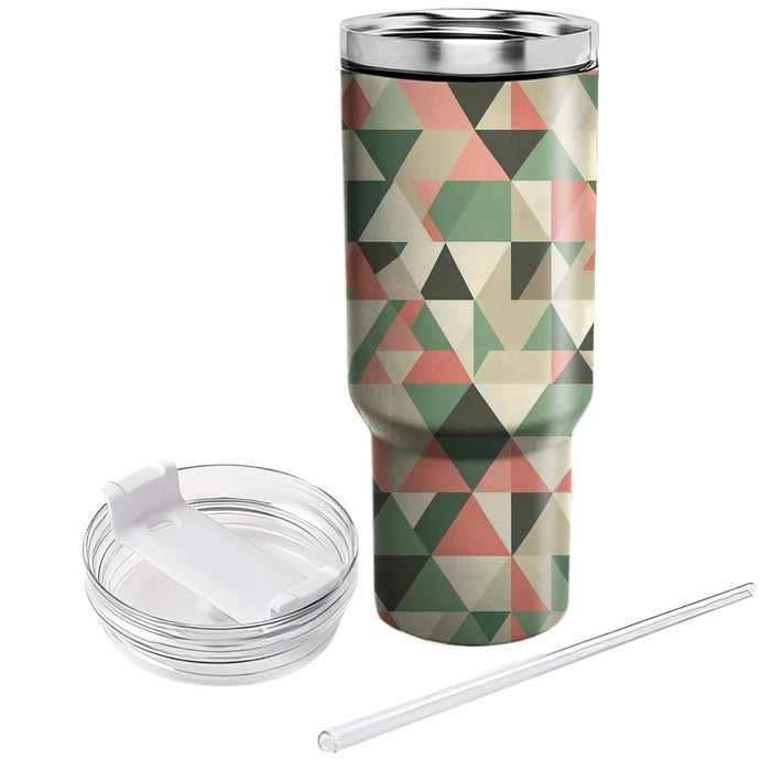 Floral Triangle Patchwork  Tumblers With Lids