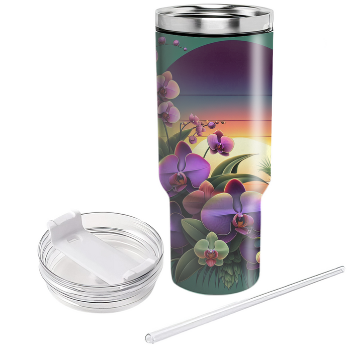 Sunset Orchid Cascade  Tumblers With Lids