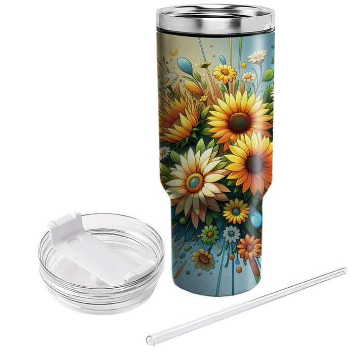 Sunny Day Floral Burst  Tumbler Cups