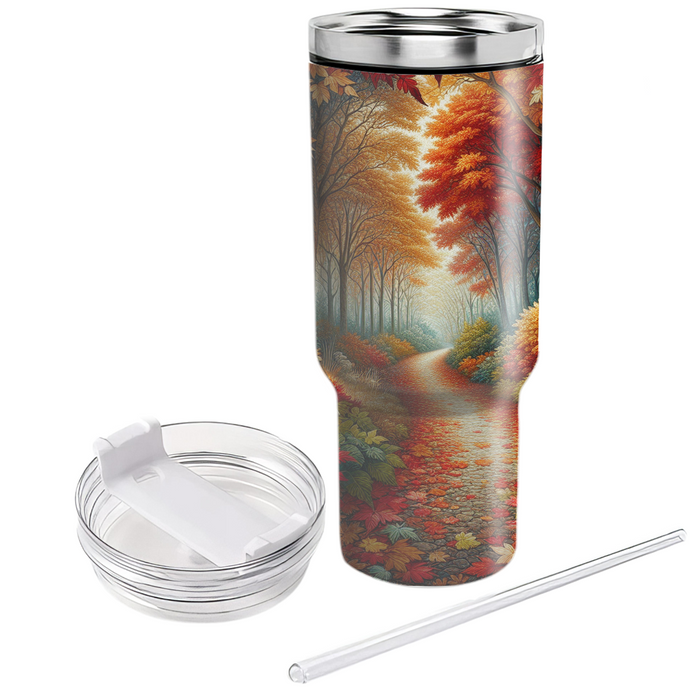 Autumn Leafy Path  Personalized Tumblers