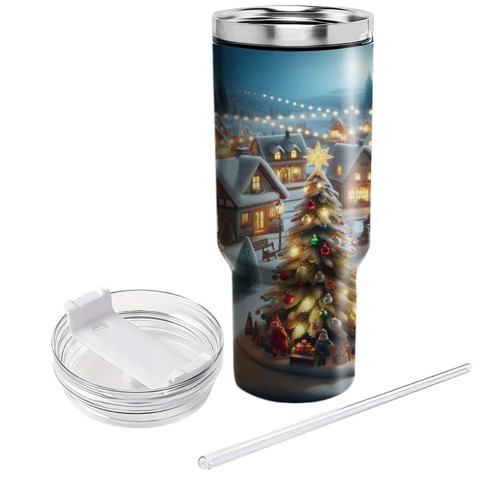 Winter Festive Village  Unique Tumblers