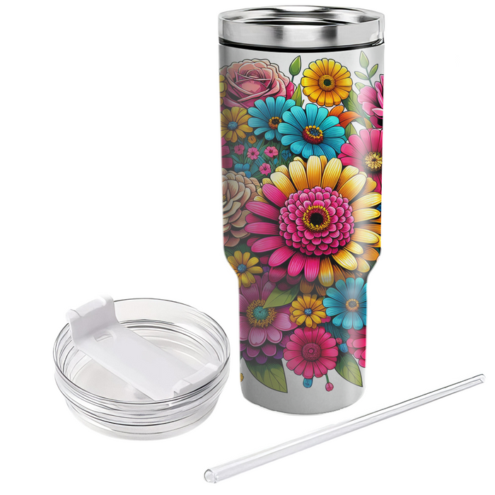 Vibrant Floral Burst  Unique Tumblers