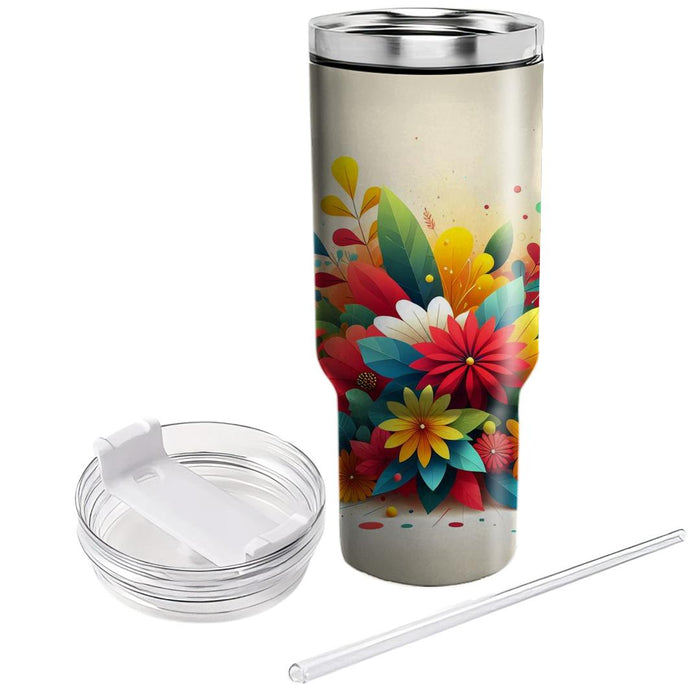 Vivid Floral Burst  Tumblers With Lids