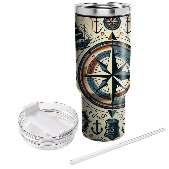 Vintage Nautical Compass  Tumbler Cups