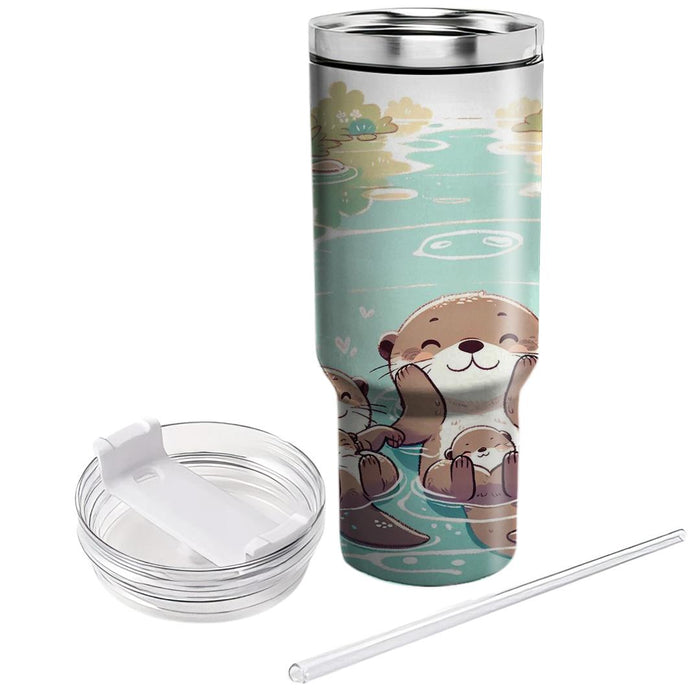 Whimsical Otter Family  Tumbler Cups