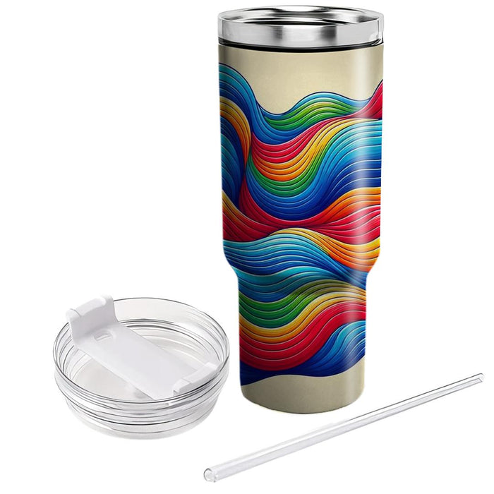 Bright Rainbow Waves  Insulated Tumblers