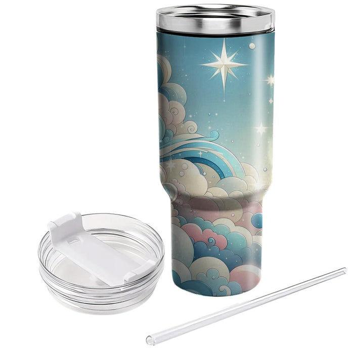 Whimsical Clouds And Stars  Unique Tumblers