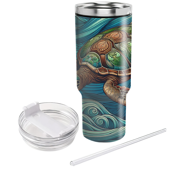 Serene Sea Turtle Voyage  Tumbler Cups