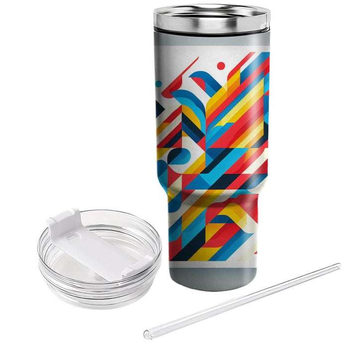 Brightly Colored Geometric Triangles  Tumblers With Lids