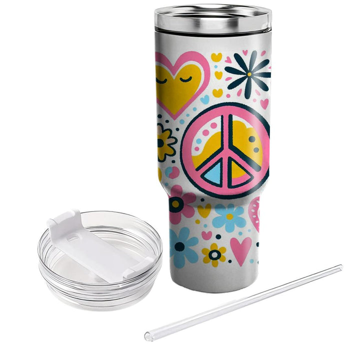 Peace And Love Doodle  Unique Tumblers