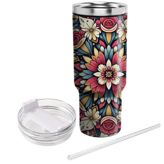 Floral Kaleidoscope Harmony  Decorative Tumblers