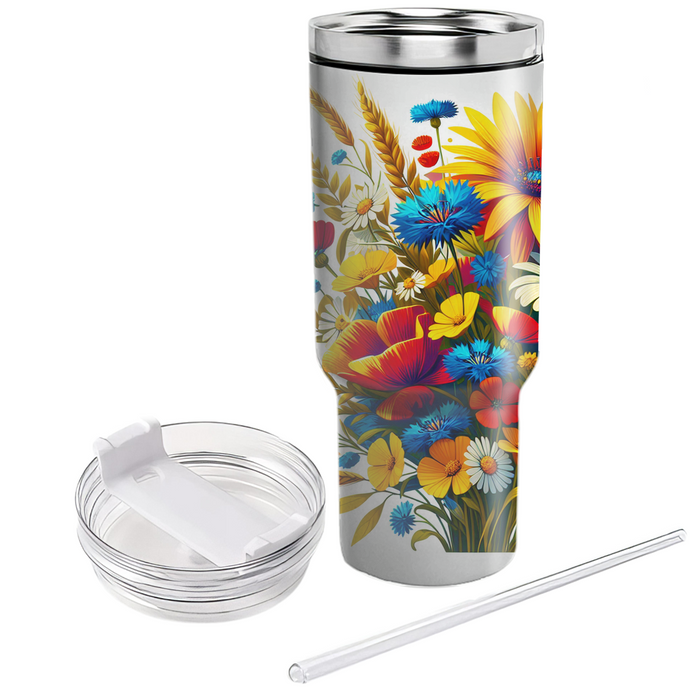 Sunny Wildflower Bouquet  Tumblers With Lids