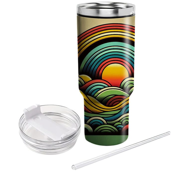 Funky Retro Rainbow  Tumblers With Lids