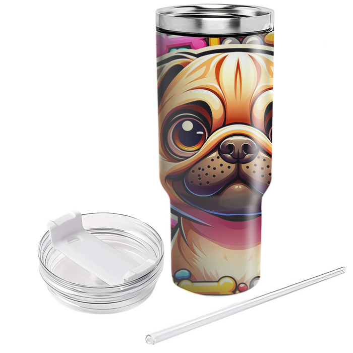 Endearing Pug Portrait  Tumblers With Lids