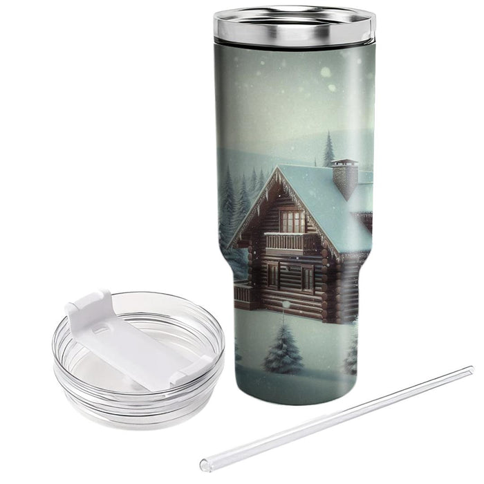 Winter Snowy Cabin  Travel Tumblers