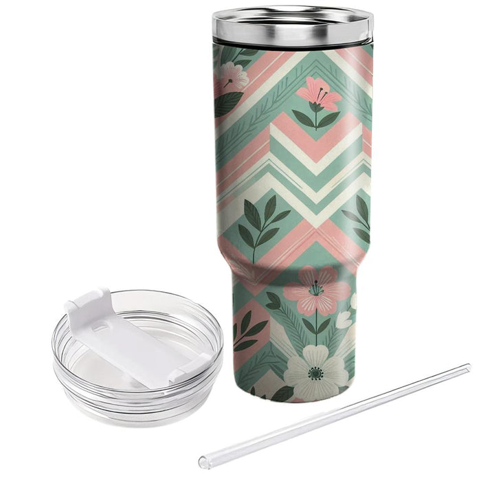 Floral Chevron Pattern  Personalized Tumblers