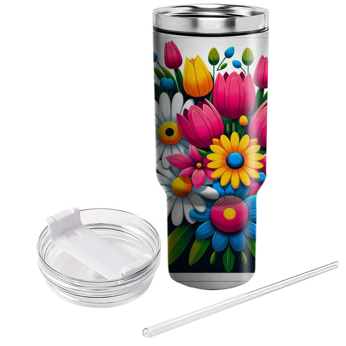 Vibrant Flower Power  Tumbler Cups