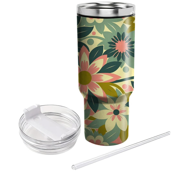 Retro Floral Motif  Tumblers For Gifts