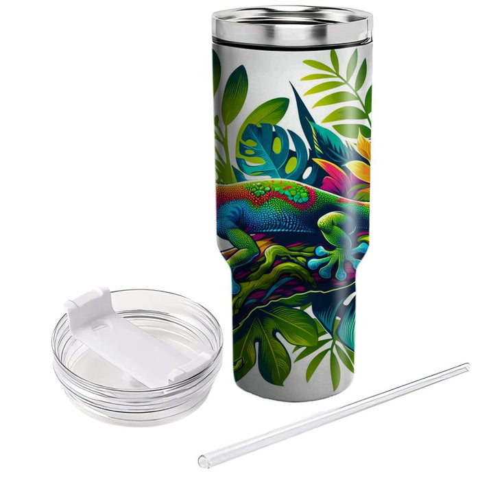 Vibrant Gecko Jungle  Travel Tumblers