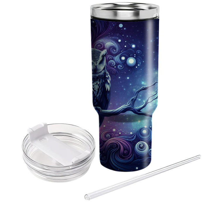 Surreal Owl And Stars  Personalized Tumblers