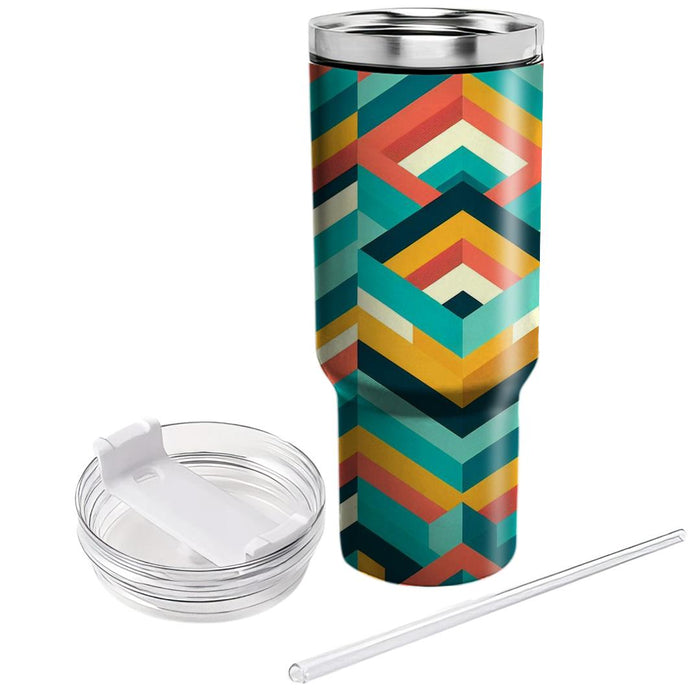 Geometric Chevron Pattern  Tumblers With Lids