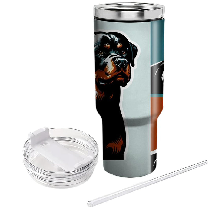 Black Rottweiler Dog  Personalized Tumblers