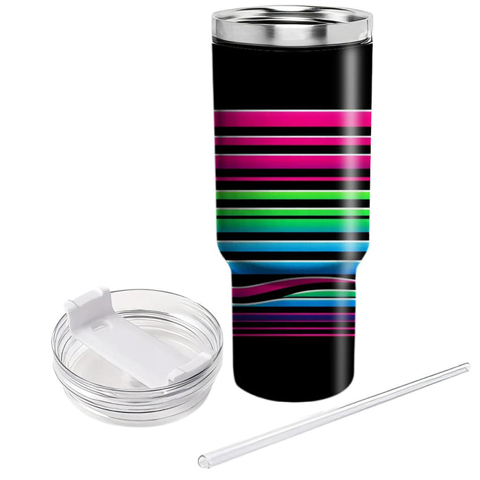 Retro Neon Stripes  Personalized Tumblers