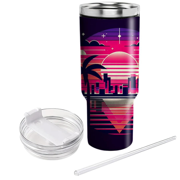 Vivid Synthwave Sunset  Personalized Tumblers