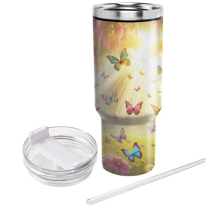 Radiant Butterfly Meadow  Tumblers With Lids