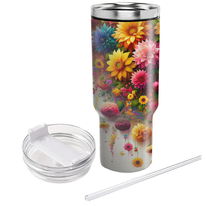 Vibrant Floral Cascade  Travel Tumblers