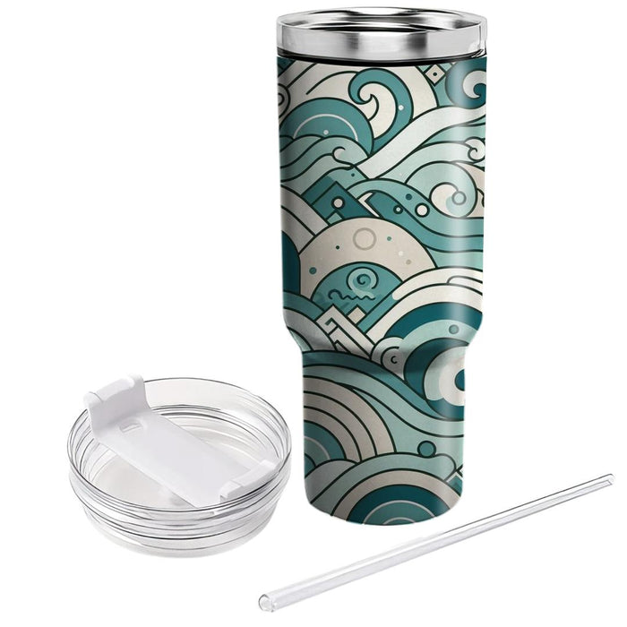 Serene Waves Motif  Travel Tumblers