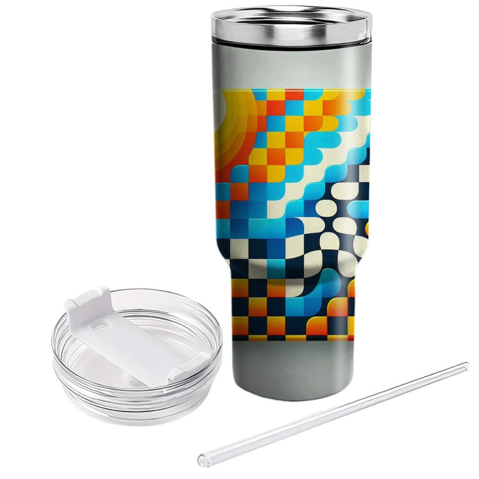 70s Style Checkerboard  Travel Tumblers