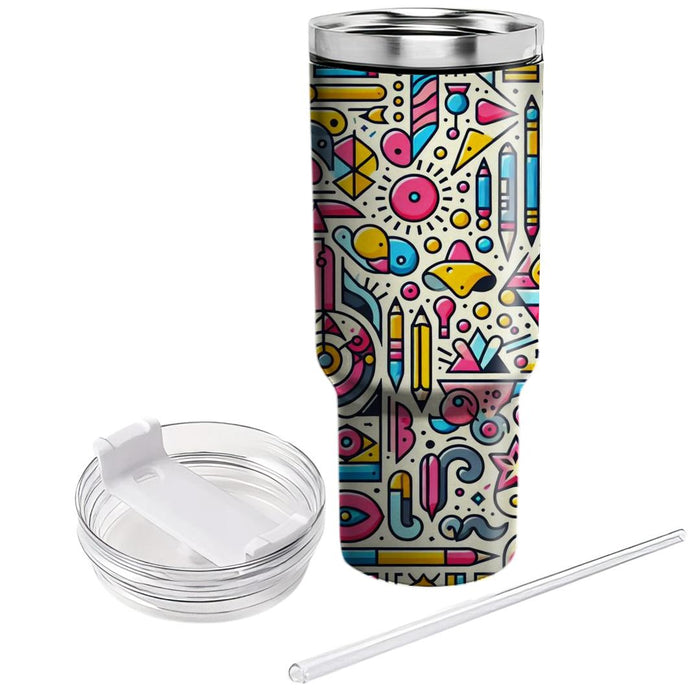 Whimsical Doodle Design  Tumbler Cups