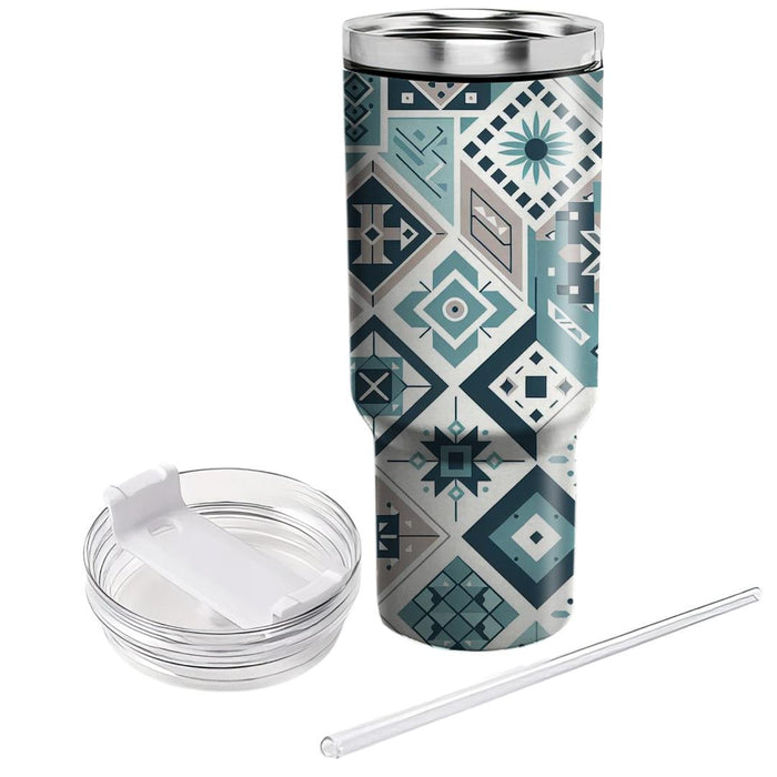 Geometric Floral Harmony  Tumblers With Lids