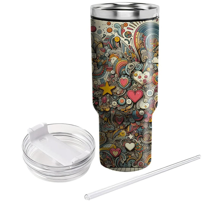 Retro Doodle Party  Unique Tumblers