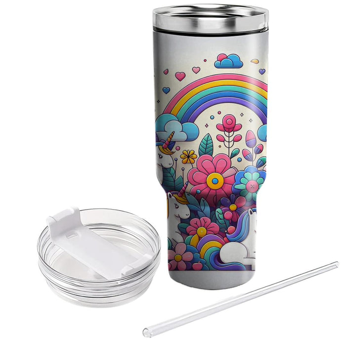 Vibrant Whimsical Unicorn  Travel Tumblers