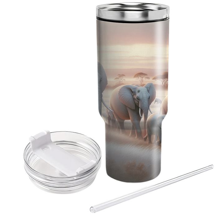 Joyful Elephant Family  Tumblers With Lids