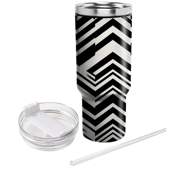 Sleek Black And White Zigzags  Custom Tumblers