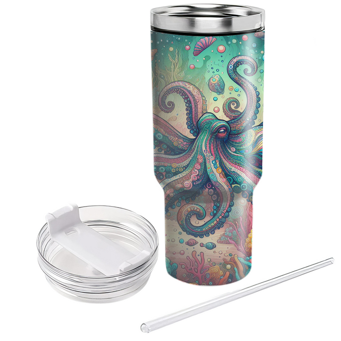 Whimsical Octopus Garden  Tumblers With Lids