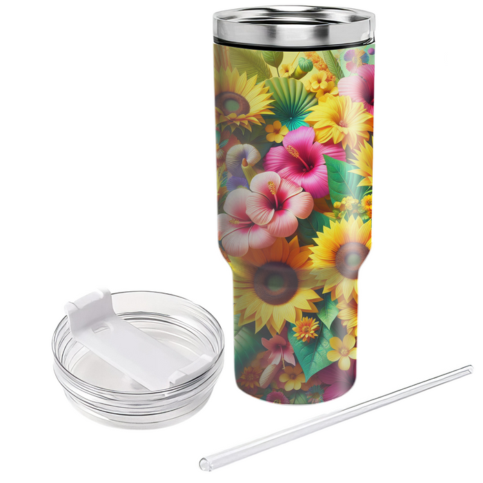 Summer Bright Floral Burst  Personalized Tumblers